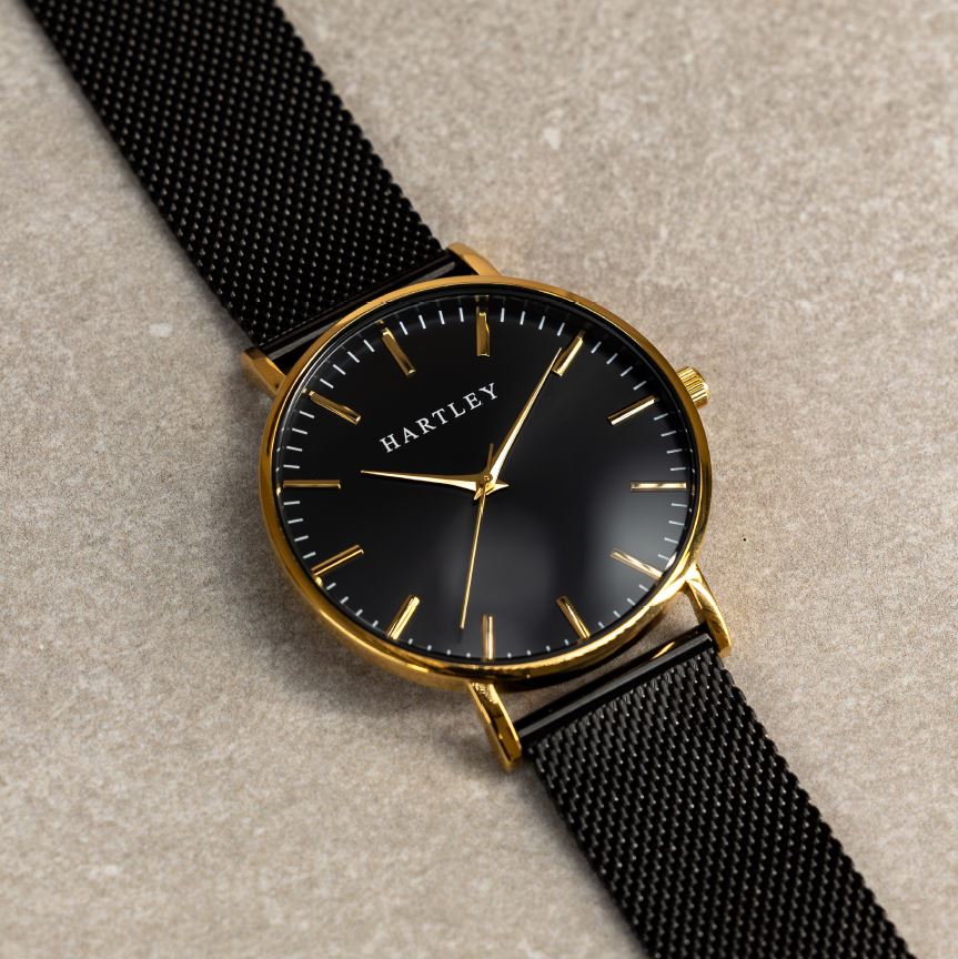 Image of Hartley Heritage Black & Gold with Black Mesh Strap