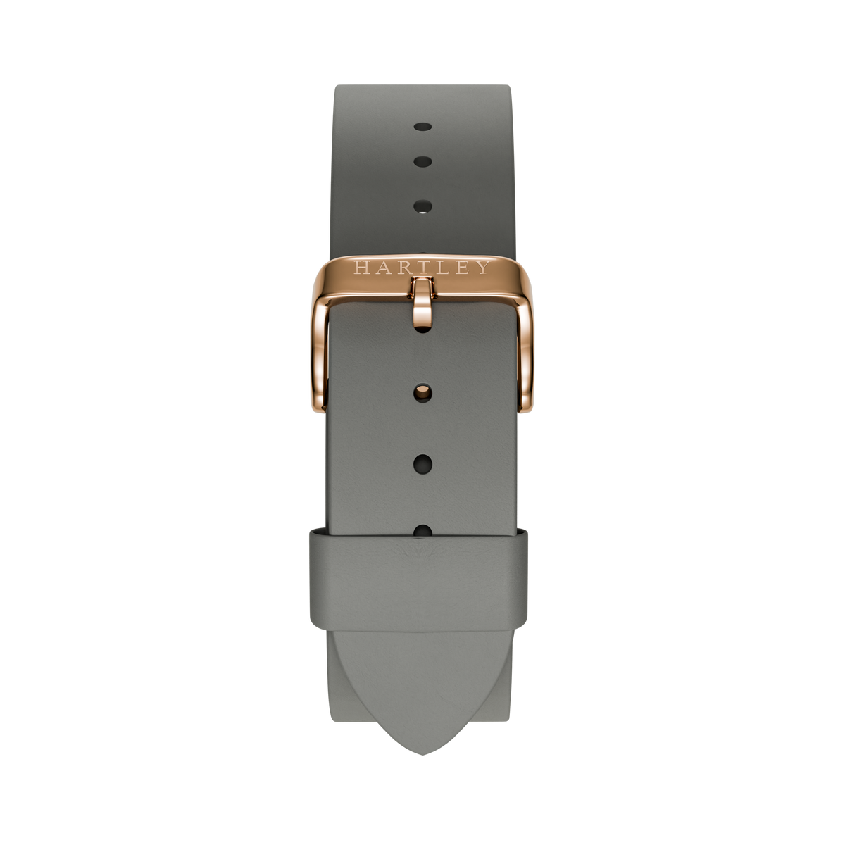 GREY LEATHER STRAP WITH ROSE GOLD BUCKLE