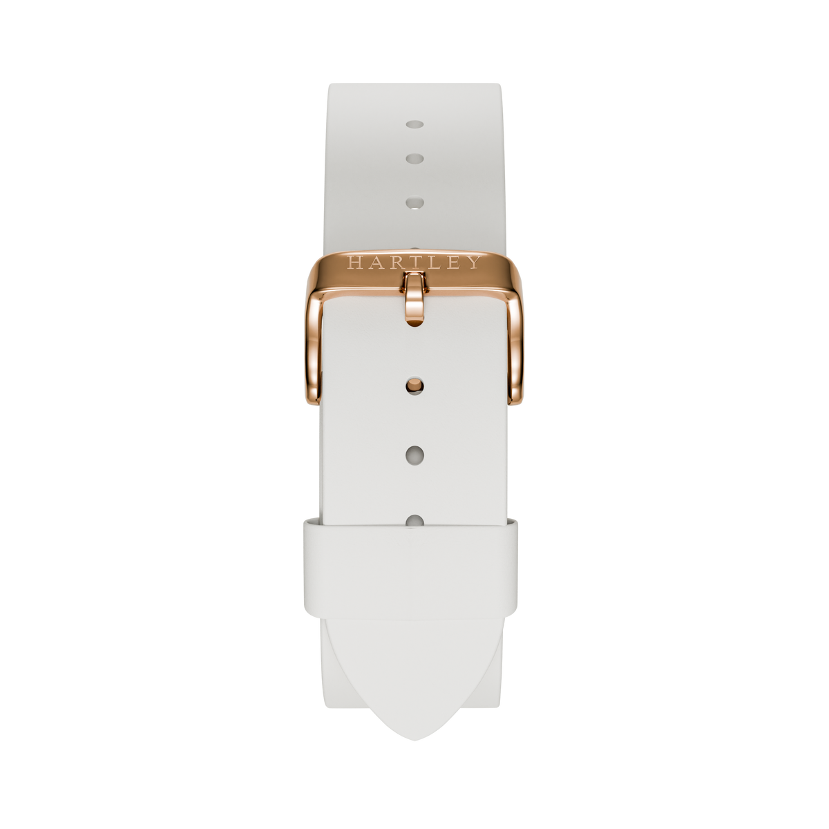 WHITE LEATHER STRAP WITH ROSE GOLD BUCKLE